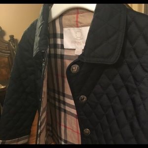 Unisex navy blue Burberry quilt coat like new
